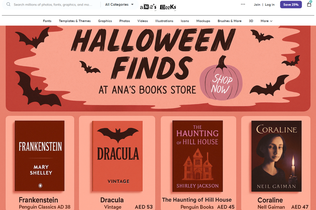 A screenshot of a shopify store selling books online