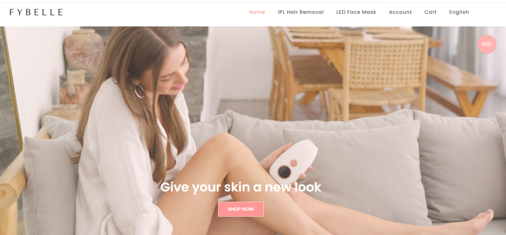 An image of Fybelle website to show how they are doing well in One product Shopify Store Model