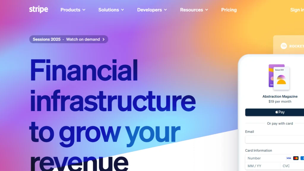 Stripe Homepage Sreenshot