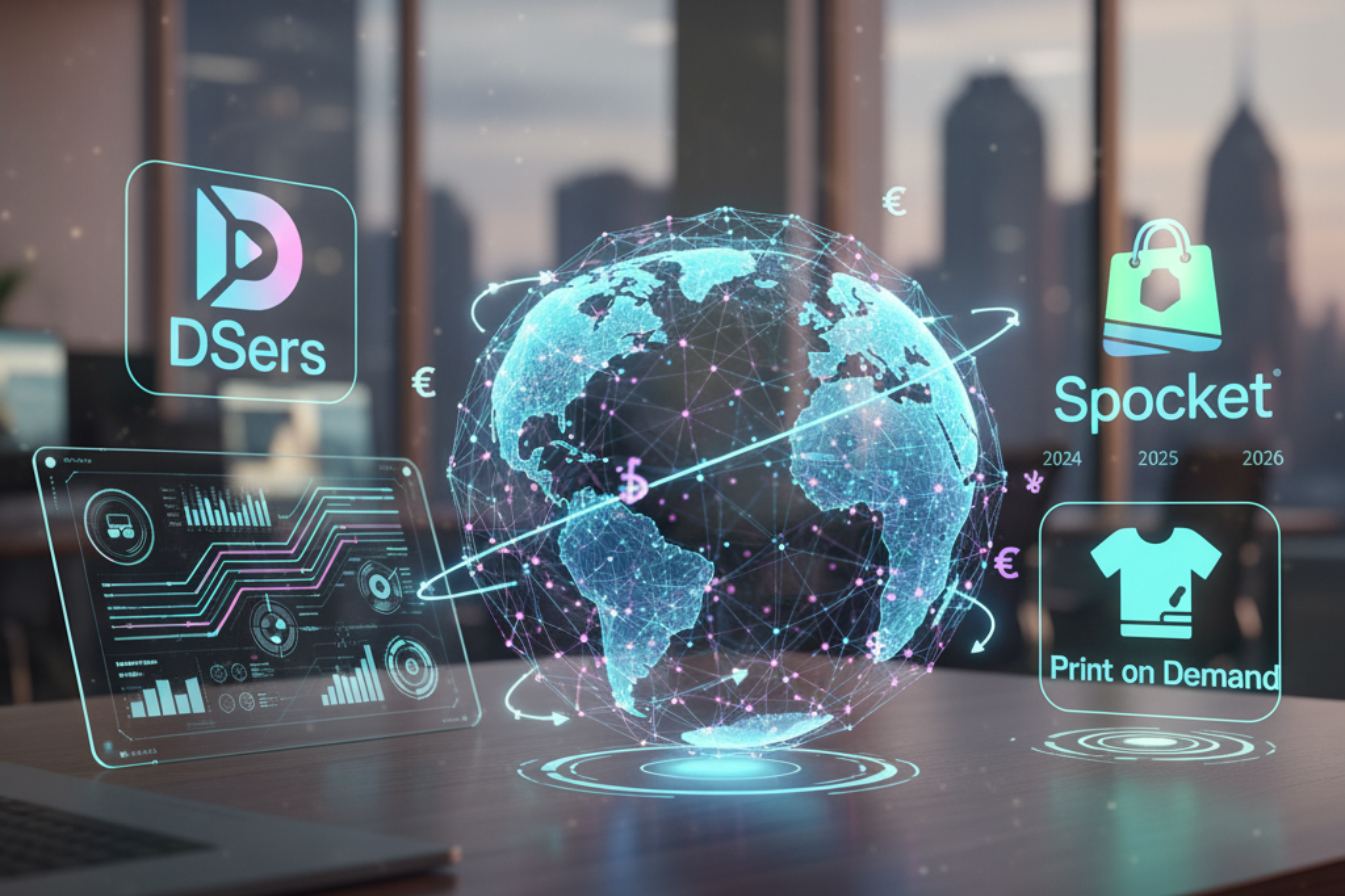 Illustration of global connectivity through the internet, highlighting Shopify dropshipping suppliers' role in e-commerce.